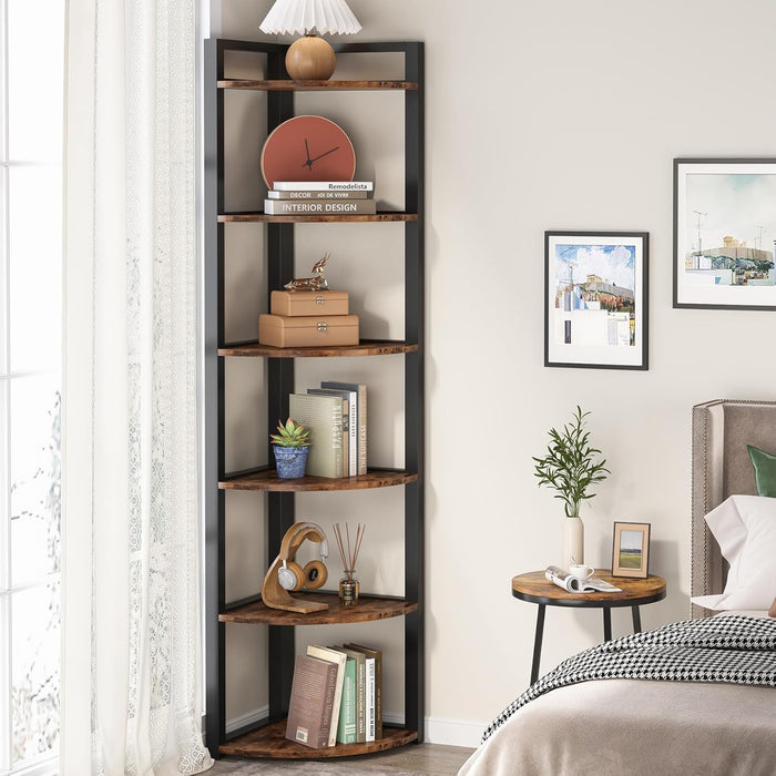 Tall 6 Tier Corner Bookshelf For Living Room