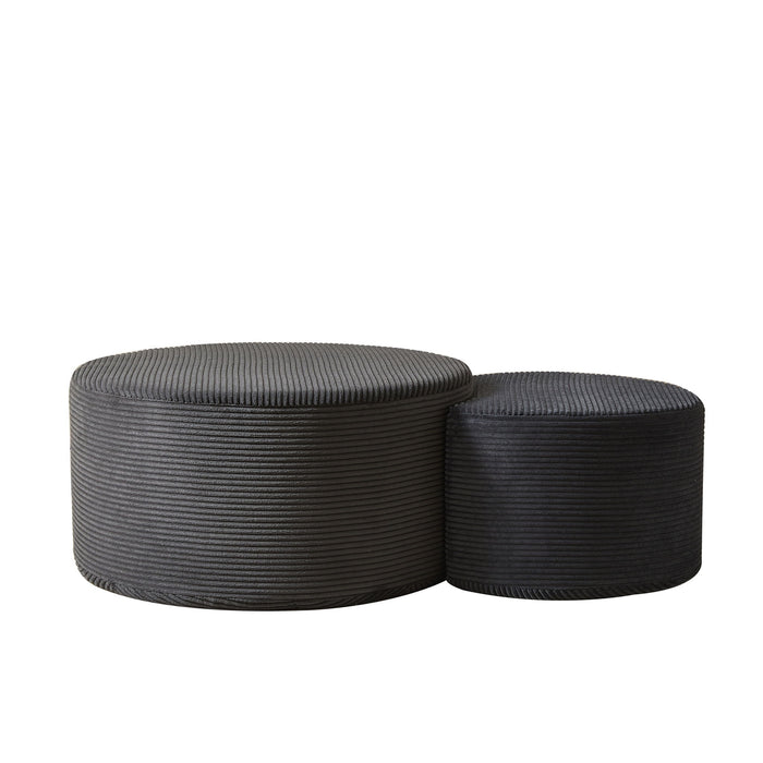 Modern Upholstered Round Coffee Table For Living Room (Set of 2)