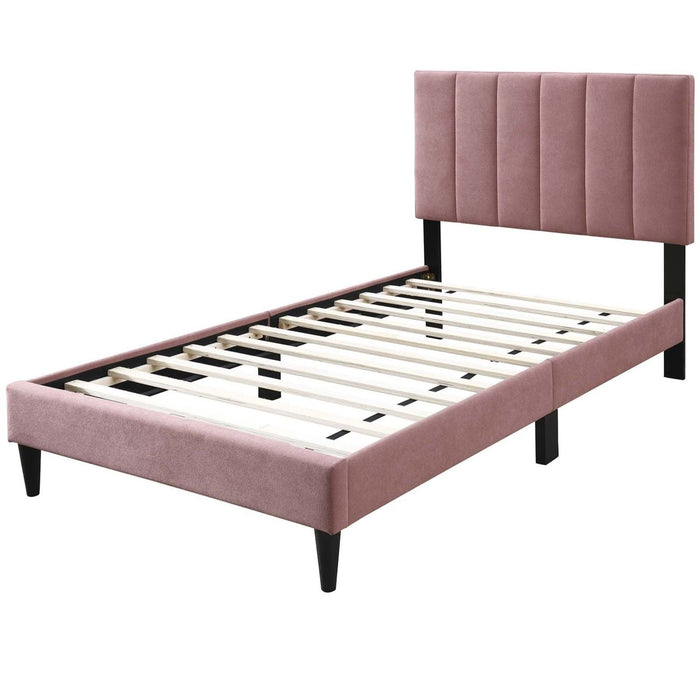 Bed With Channel Tufted Adjustable Headboard