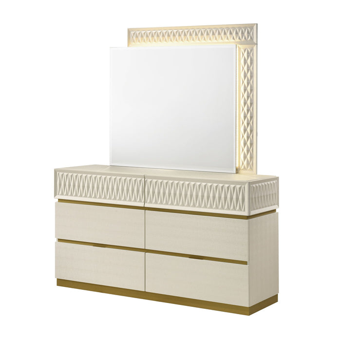 Stanley - 6 Drawer Dresser With Crocodile Texture (Mirror Not Included) - Gray