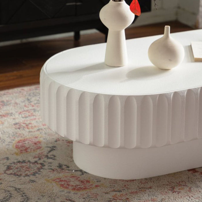Fluted Storage Table With Lift Off Lid - Cream White