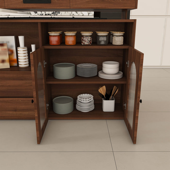 Kitchen Island With Extendable & Rotating Table