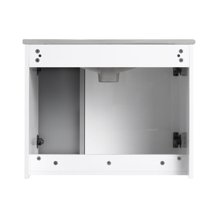 Wall Mounted Bathroom Vanity With Sink, 2 Soft Close Doors, Cabinet & Half Door