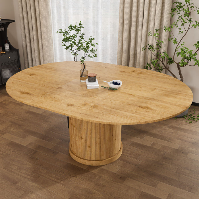 Extendable Oval Dining Table With 2 Tier Storage - Oak