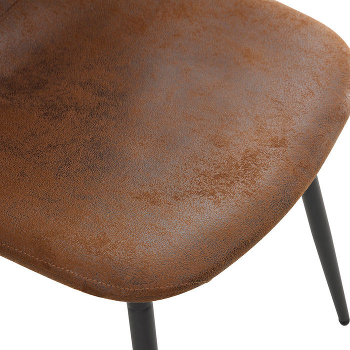 Suede Backrest Chairs With Metal Legs & Herringbone Dining Table Set