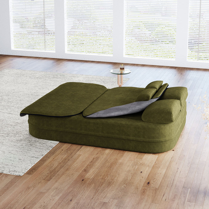 2 In 1 Foldable Sofa Bed With Multi Functional Blanket, Floor Lounge Sofa