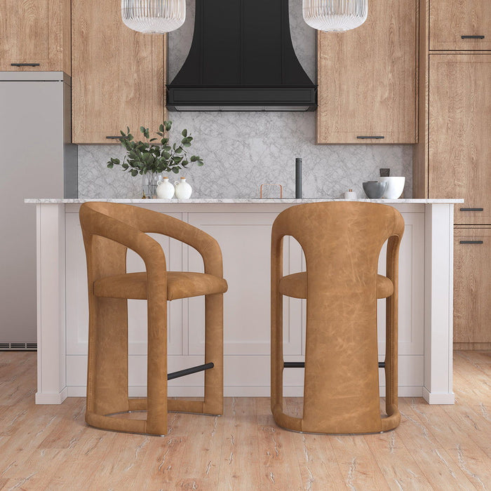 Archie - Distressed Leather Counter Stool