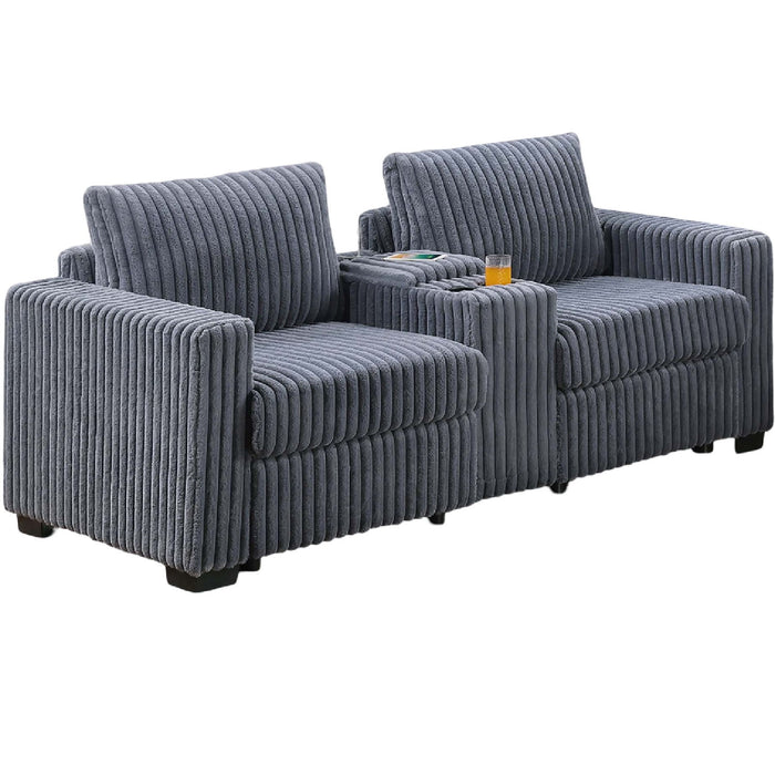 Modern Style 2 Piece Sofa Set With Cup Holders & Charging Port