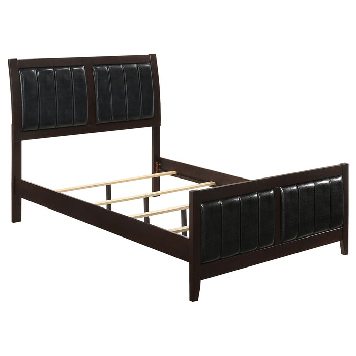 California King Upholstered Panel Bed With Headboard And Footboard - Cappuccino