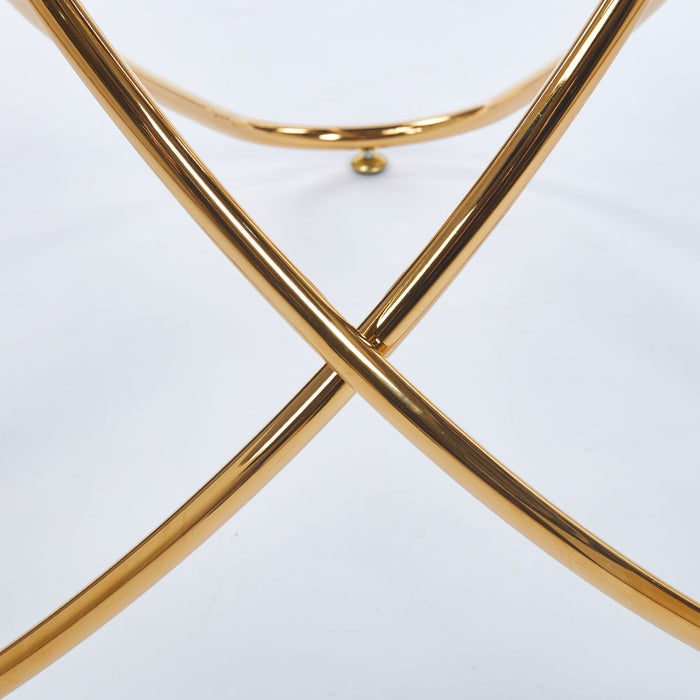 Metal Leg Dining Table With Tempered Glass Top