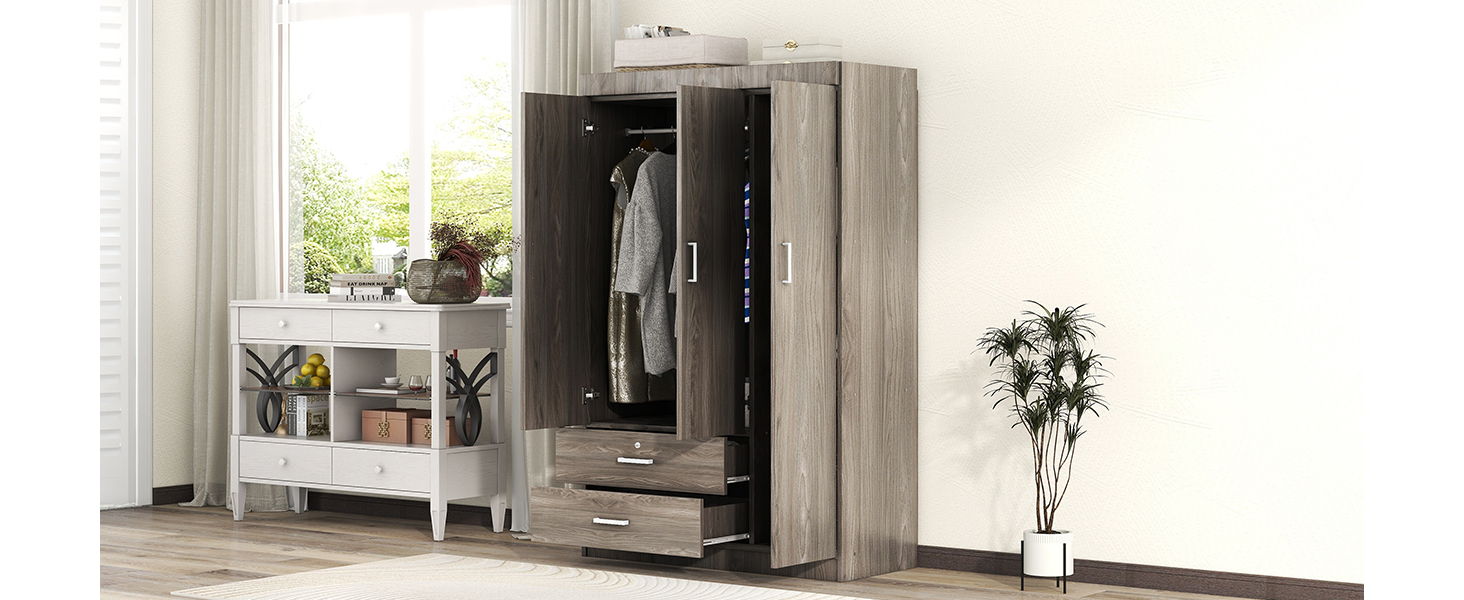 3 Door Wardrobe With 2 Drawers