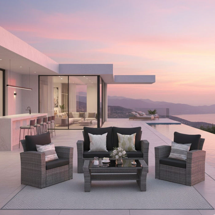 Modern Patio Set With Table And Cushions