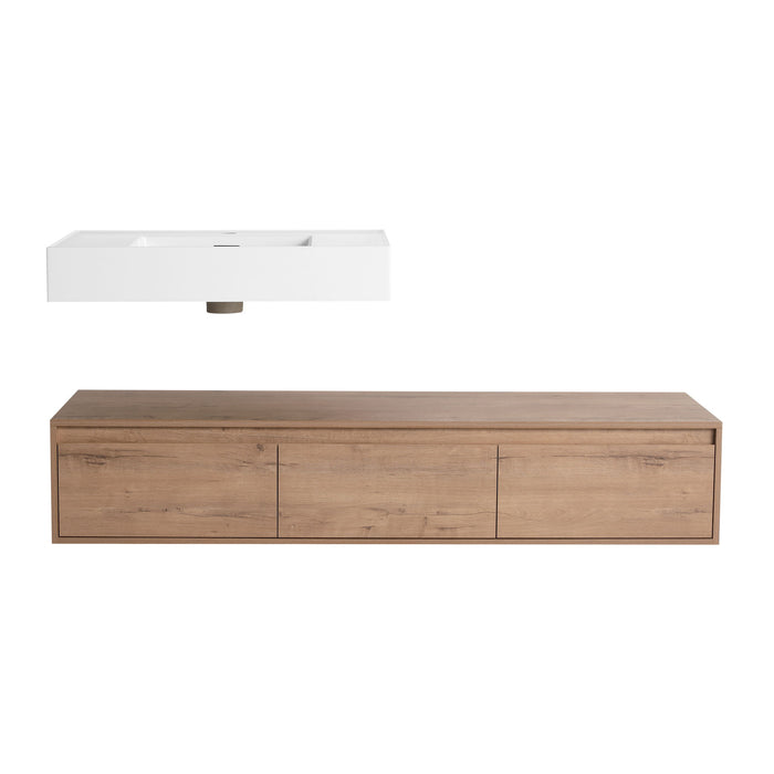 Modern Wall Mounted Bathroom Vanity With Resin Sink And Soft Close Drawer