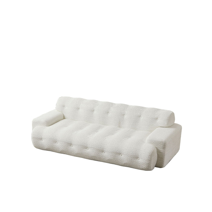 Cloud Series Minimalist Button Tufted Square Arm 3 Seater Sofa