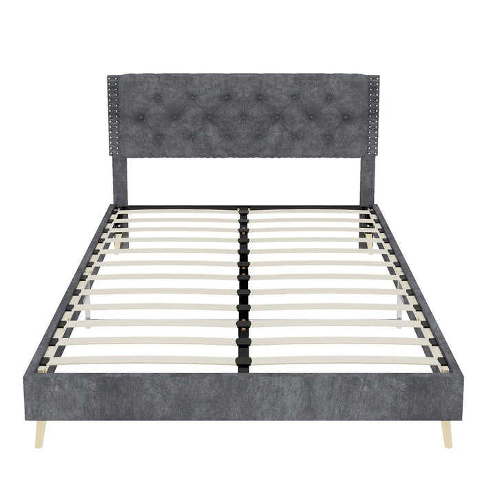 Upholstered Bed With Tufted Headboard