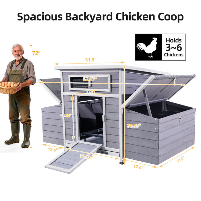Large Chicken Coop Outdoor Hen House With Dual Nesting Boxes