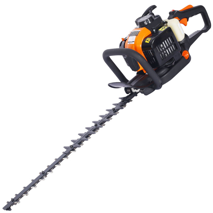 26Cc Gas Powered Hedge Trimmer With Double Sided Blade And Recoil Start - Orange