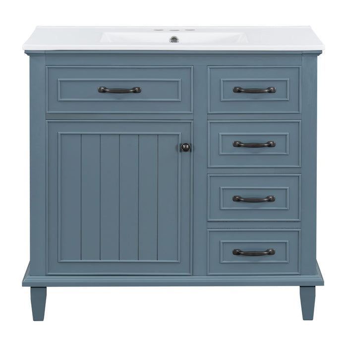 Modern Bathroom Vanity With Sink Top, Flip Drawers, Adjustable Shelf