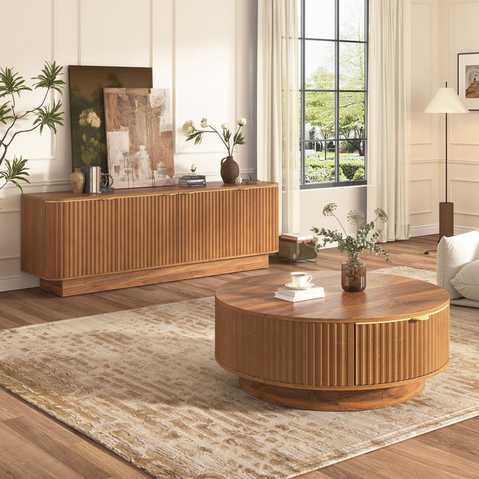 Farmhouse Matching Coffee Table & TV Console Set