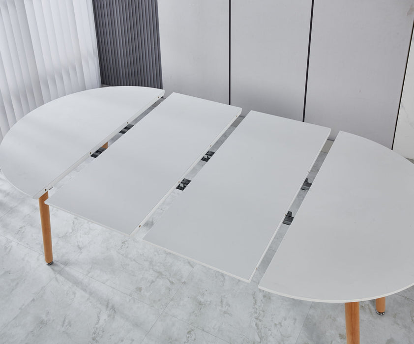 Extensible Table, Dining Table, Office Table, Coffee Table, Wood Leg - Matte White