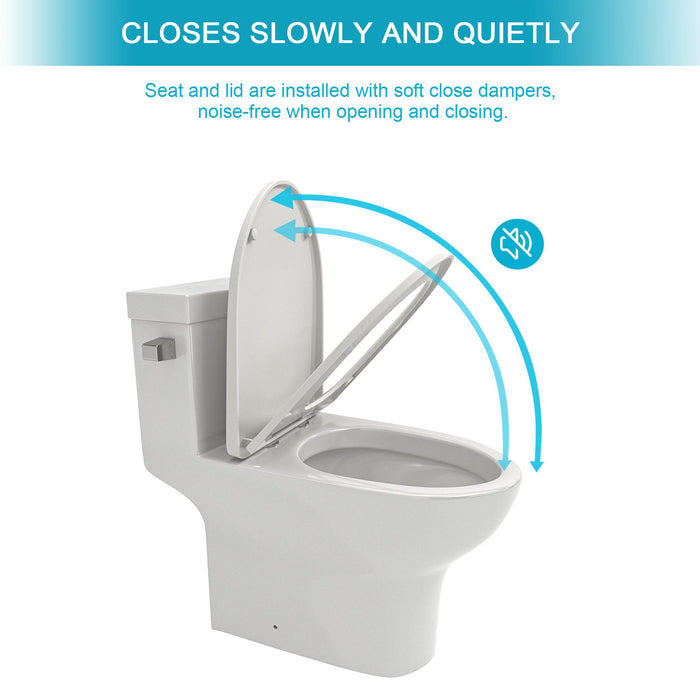 1 Piece Toilet, Soft Closing Seat - White