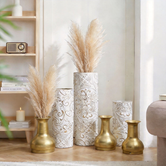 Floor Vases, Tall Home Decor Vases (Set of 3) - White / Gold