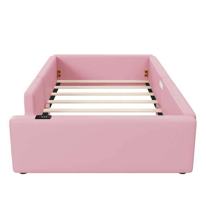 Platform Bed With Guardrail And Charging Station