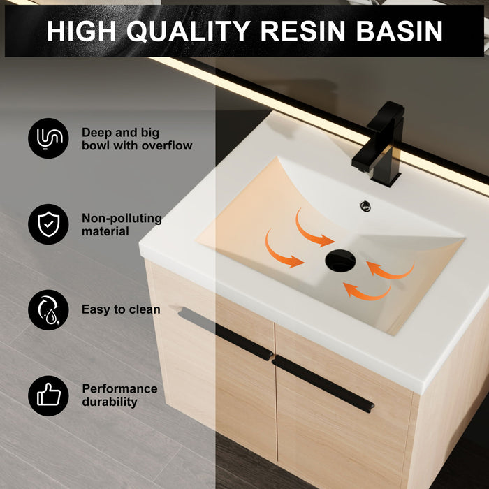 Bathroom Vanity Set With Resin Countertop Sink, 2 Doors