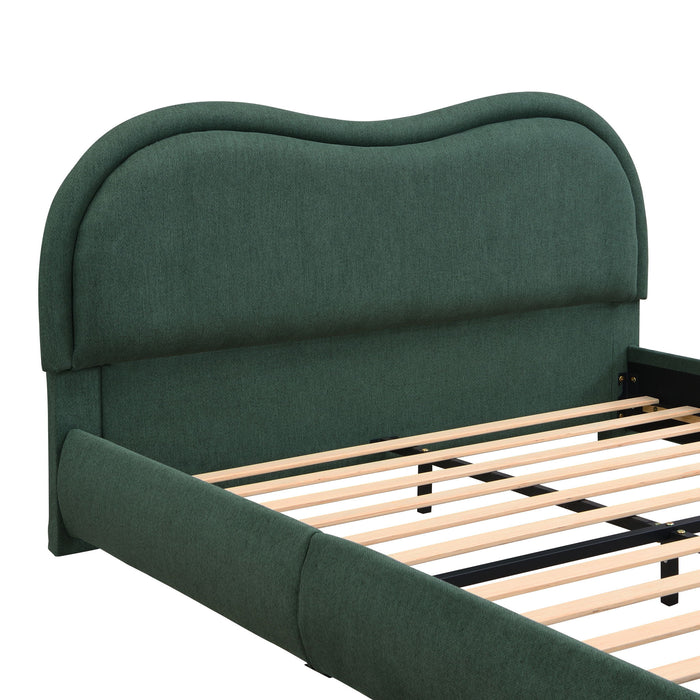 Upholstered Platform Bed Frame With Curved Headboard