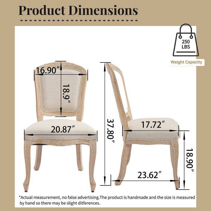 Dining Chairs Upholstered With Fan Shaped Back (Set of 2) - Beige