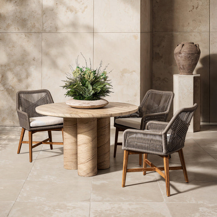 Niva - 47" Outdoor Round Dining Table - Beige