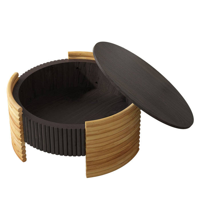 Modern Colorblocked Striped Coffee Table With Flip Top Storage