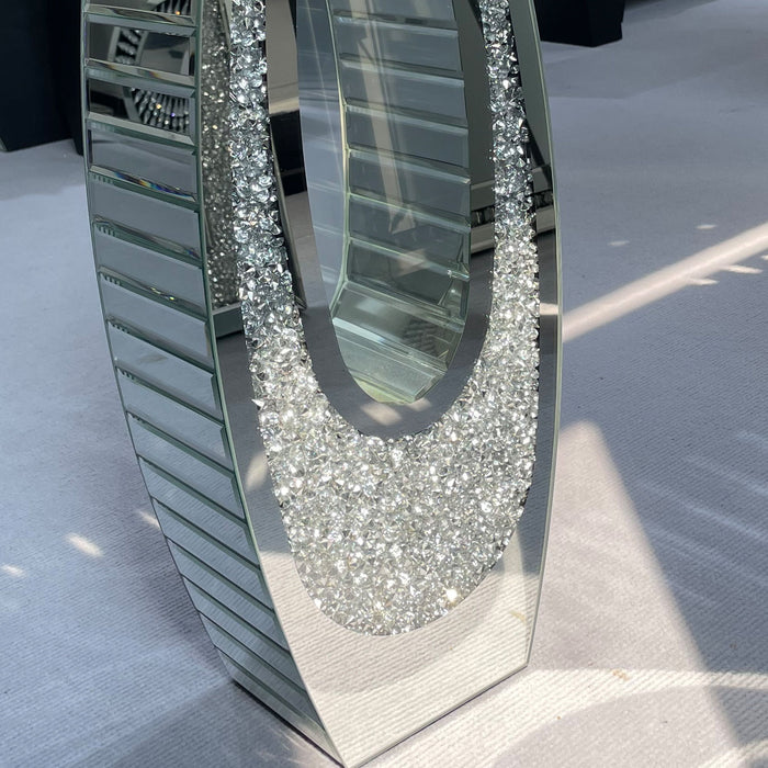 U - Shaped Floor Vase With Shattered Diamond Mirror Surface