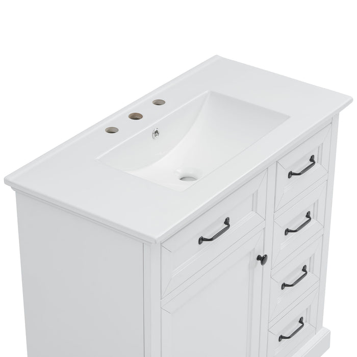 36" Bathroom Vanity With Sink, 2 Tip Out Drawers, Soft Close Hinges