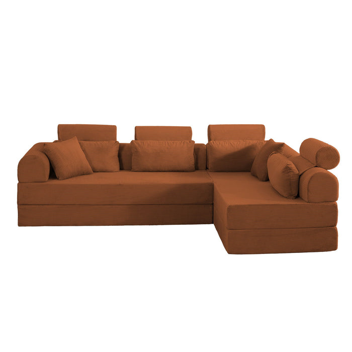 Modern L-Shape Modular Sectional Sofa, Compressed Design