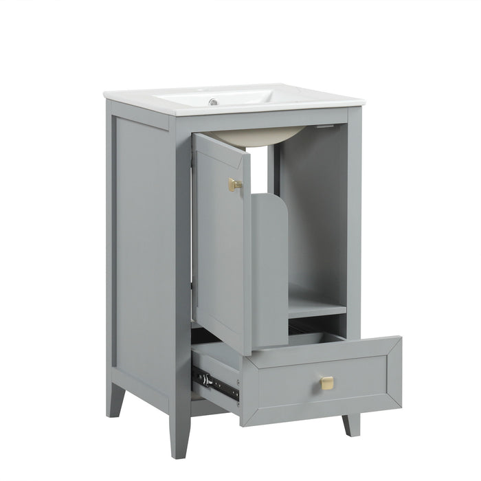 Bathroom Vanity With Sink, Soft Closing Cabinet Door, Storage Rack And Drawer