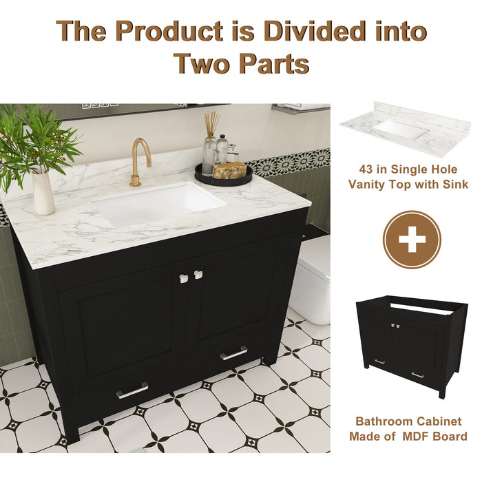 Bathroom Vanity Set, Cabinet With Doors & Drawers, Single Faucet Hole - Black