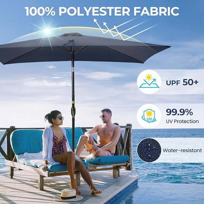crank tilt patio umbrella Rectangular Patio Umbrella With Crank Tilt, Polyester UV-Resistant Canopy