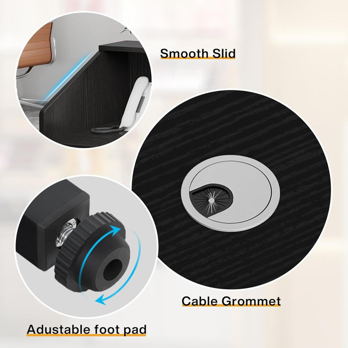 Modern Reception Desk, Front Desk Table With Cable Grommet & Privacy Panels