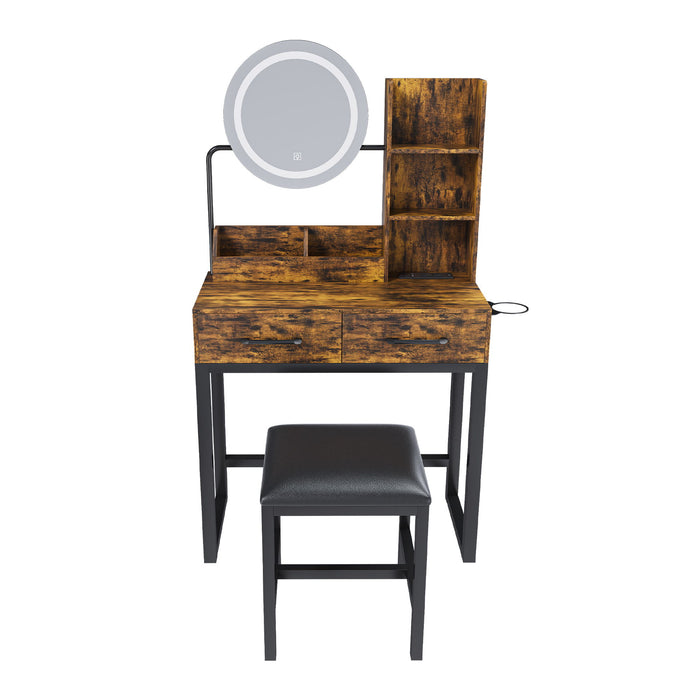 Makeup Vanity Table With LED Lights, 3 Color Options, Power Outlet