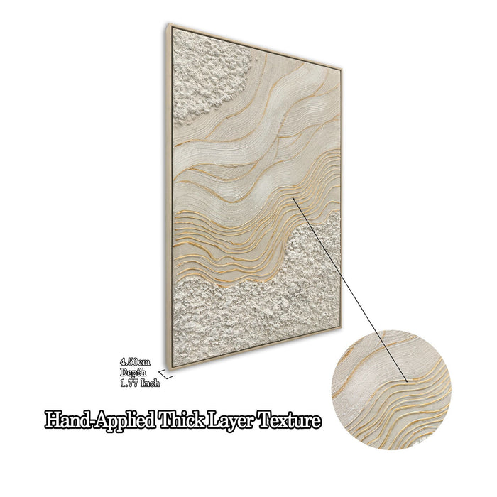 Framed Wall Art, Textured Canvas Painting With Accents, Decor For Living Room (Set of 2) - Antique White