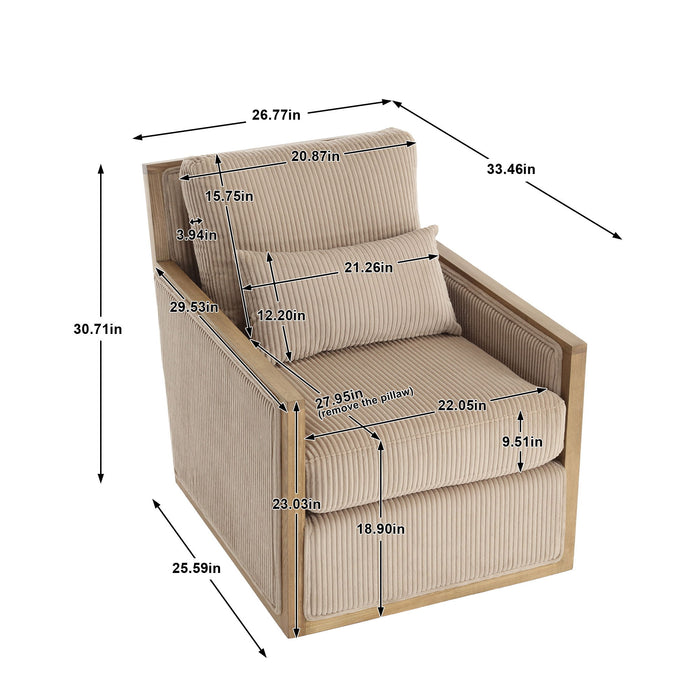 Comfy Accent Barrel Chair, 360 Degree Swivel