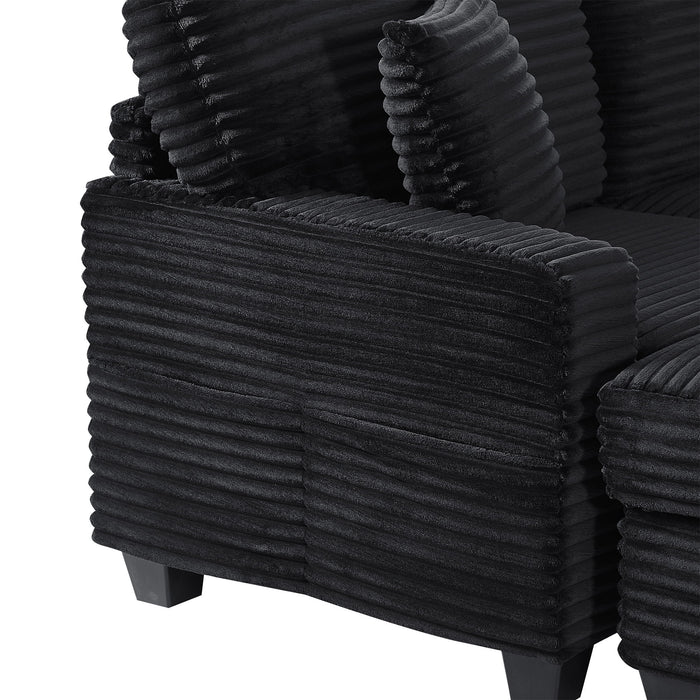 Upholstered U-Shaped Sectional Sofa With Movable Ottoman And Side Storage Pockets