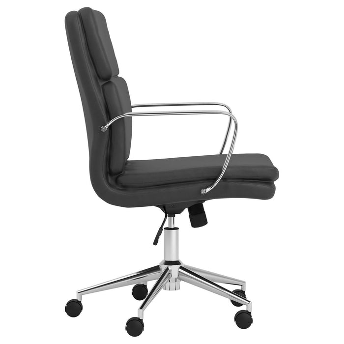 Height Adjustable Rolling Office Chair With Upholstery - Black