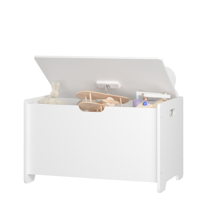 Toy Box With Bear Headboard, Organizer Storage Chest - White
