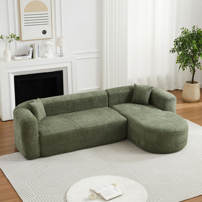 L - Shape Boneless Cloud Couch With 2 Throw Pillows For Living Room
