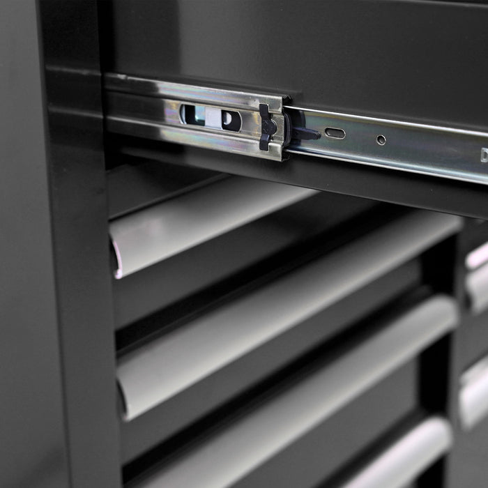 9 Drawer Multifunctional Steel Tool Cart With Wheels And Wooden Top