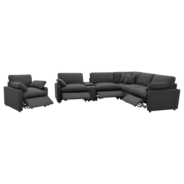 Hollander - 6 Piece Modular Power Reclining Sectional - Dark Gray