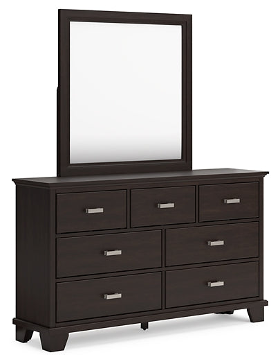 Covetown Twin Panel Bed with Mirrored Dresser