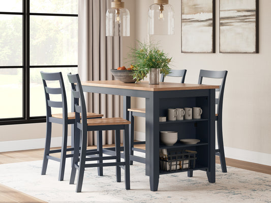 Gesthaven Counter Height Dining Table and 4 Barstools